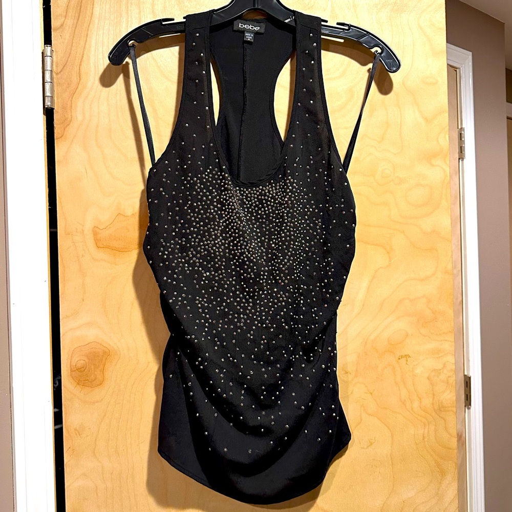 Bebe black sparkle gem racerback tank